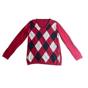 Tommy Hilfiger Red and Black Sweater